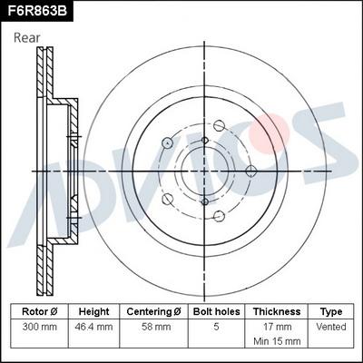 Advics F6R863B - Гальмівний диск avtolavka.club