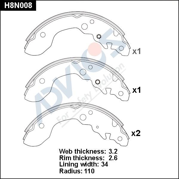 Advics H8N008 - Комплект гальм, барабанний механізм avtolavka.club