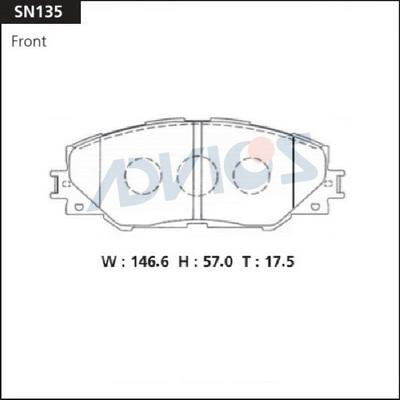 Advics SN135 - Гальмівні колодки, дискові гальма avtolavka.club