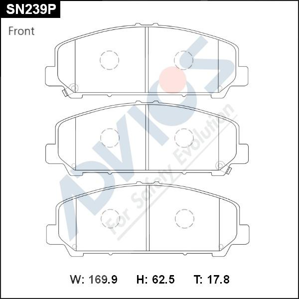 Advics SN239P - Гальмівні колодки, дискові гальма avtolavka.club