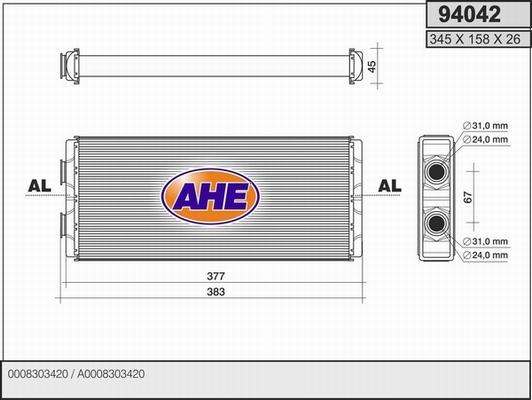 AHE 94042 - Теплообмінник, опалення салону avtolavka.club