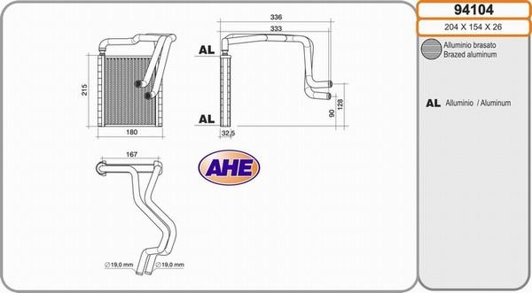 AHE 94104 - Теплообмінник, опалення салону avtolavka.club