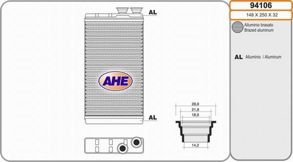 AHE 94106 - Теплообмінник, опалення салону avtolavka.club