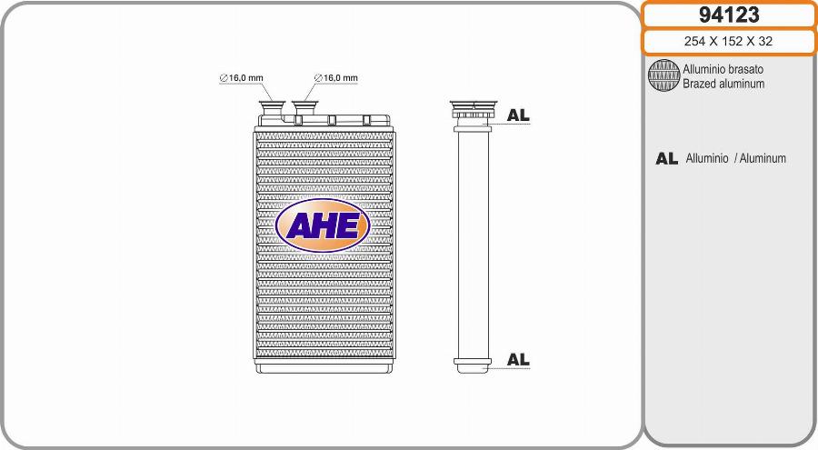 AHE 94123 - Теплообмінник, опалення салону avtolavka.club