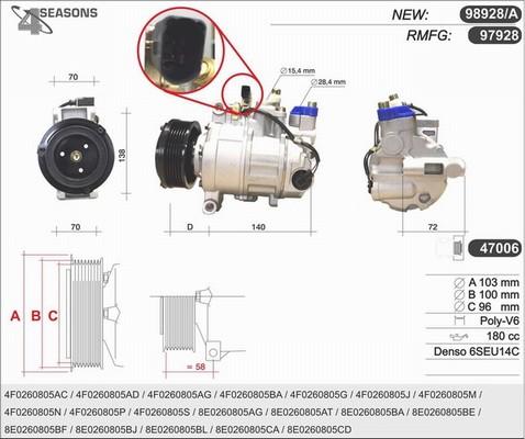 AHE 98928/A - Компресор, кондиціонер avtolavka.club