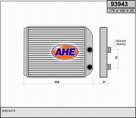 AHE 93943 - Теплообмінник, опалення салону avtolavka.club