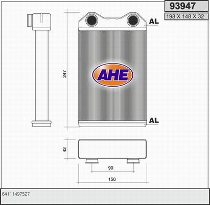 AHE 93947 - Теплообмінник, опалення салону avtolavka.club
