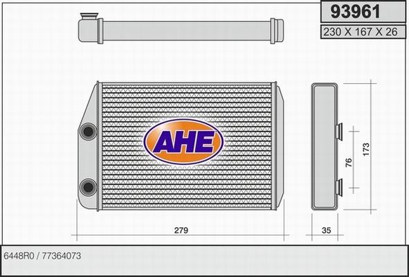 AHE 93961 - Теплообмінник, опалення салону avtolavka.club