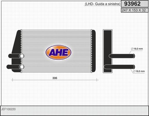 AHE 93962 - Теплообмінник, опалення салону avtolavka.club