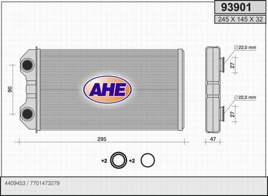 AHE 93901 - Теплообмінник, опалення салону avtolavka.club