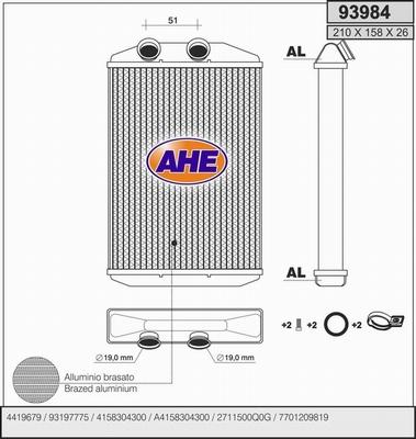AHE 93984 - Теплообмінник, опалення салону avtolavka.club