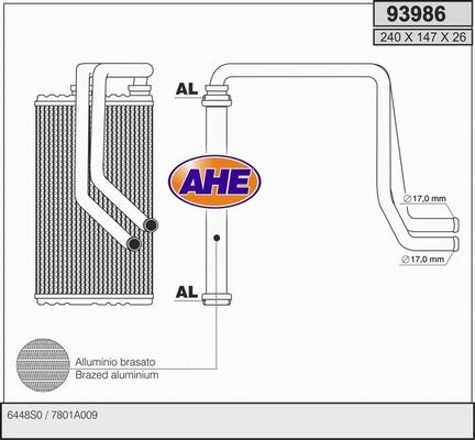 AHE 93986 - Теплообмінник, опалення салону avtolavka.club