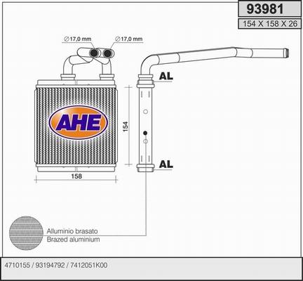 AHE 93981 - Теплообмінник, опалення салону avtolavka.club