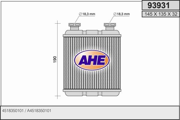 AHE 93931 - Теплообмінник, опалення салону avtolavka.club