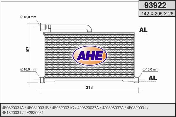 AHE 93922 - Теплообмінник, опалення салону avtolavka.club