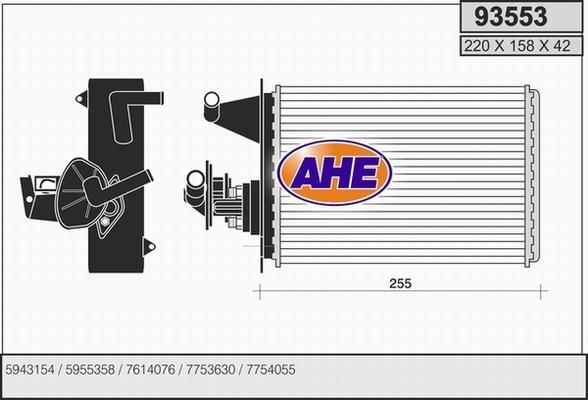 AHE 93553 - Теплообмінник, опалення салону avtolavka.club