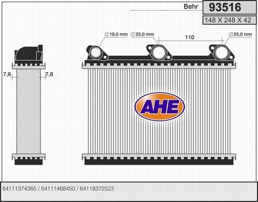 AHE 93516 - Теплообмінник, опалення салону avtolavka.club