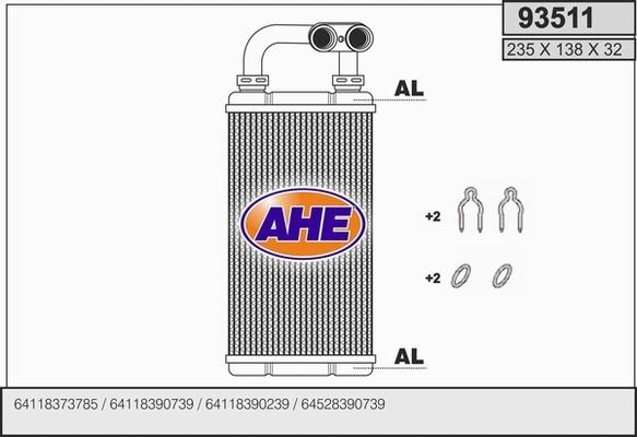 AHE 93511 - Теплообмінник, опалення салону avtolavka.club