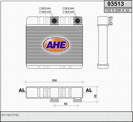 AHE 93513 - Теплообмінник, опалення салону avtolavka.club