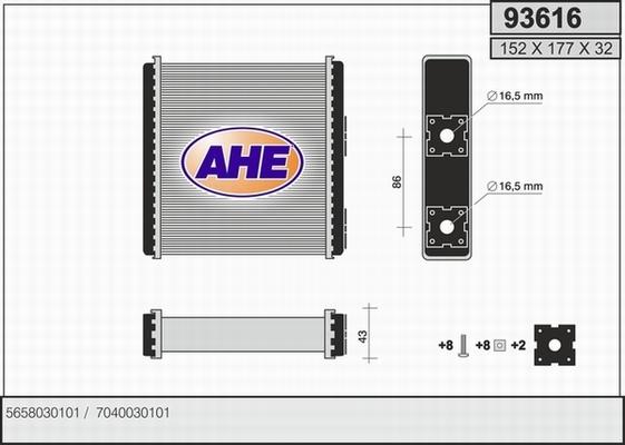 AHE 93616 - Теплообмінник, опалення салону avtolavka.club