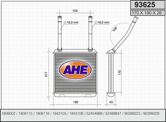 AHE 93625 - Теплообмінник, опалення салону avtolavka.club
