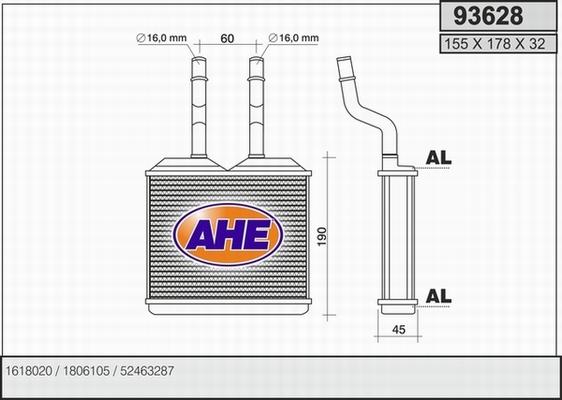 AHE 93628 - Теплообмінник, опалення салону avtolavka.club