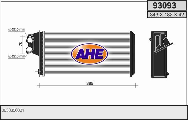 AHE 93093 - Теплообмінник, опалення салону avtolavka.club