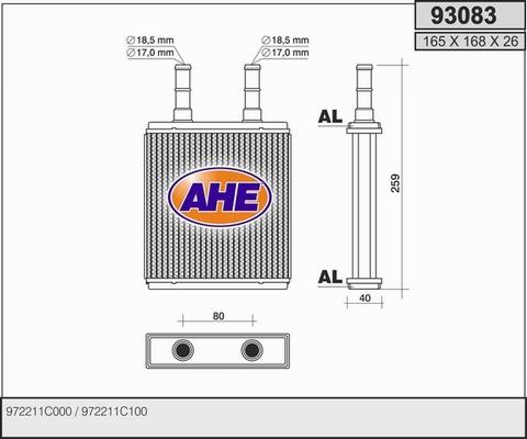 AHE 93083 - Теплообмінник, опалення салону avtolavka.club