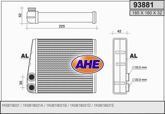 AHE 93881 - Теплообмінник, опалення салону avtolavka.club