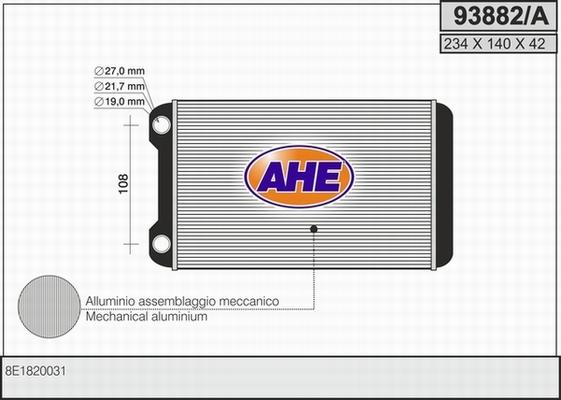 AHE 93882/A - Теплообмінник, опалення салону avtolavka.club