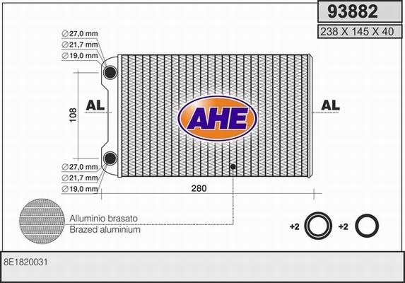 AHE 93882 - Теплообмінник, опалення салону avtolavka.club