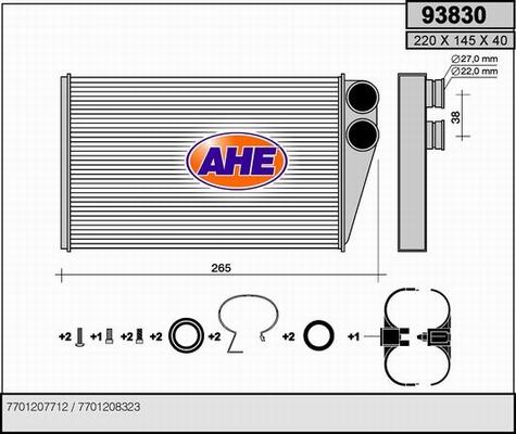 AHE 93830 - Теплообмінник, опалення салону avtolavka.club