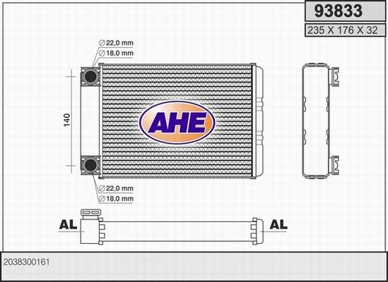AHE 93833 - Теплообмінник, опалення салону avtolavka.club