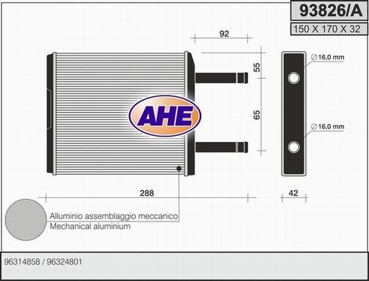 AHE 93826/A - Теплообмінник, опалення салону avtolavka.club
