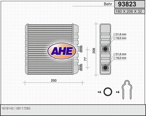 AHE 93823 - Теплообмінник, опалення салону avtolavka.club