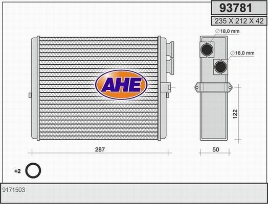 AHE 93781 - Теплообмінник, опалення салону avtolavka.club