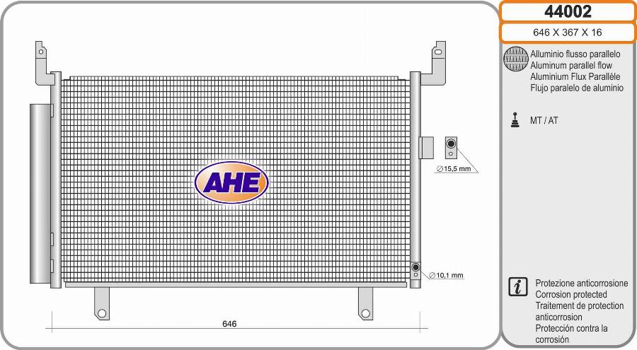 AHE 44002 - Конденсатор, кондиціонер avtolavka.club