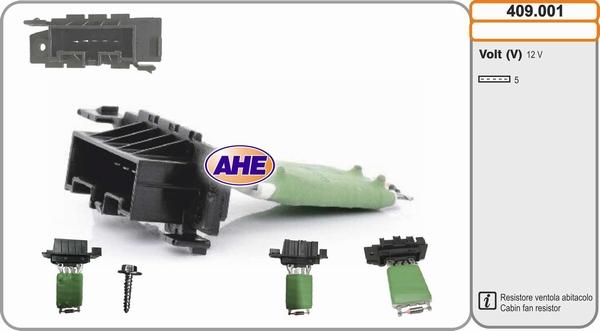 AHE 409.001 - Додатковий резистор, електромотор - вентилятор радіатора avtolavka.club