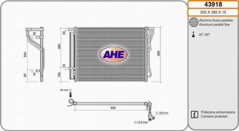 AHE 43918 - Конденсатор, кондиціонер avtolavka.club