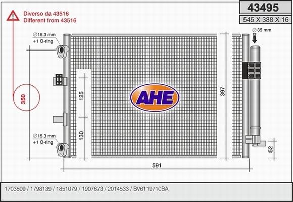 AHE 43495 - Конденсатор, кондиціонер avtolavka.club