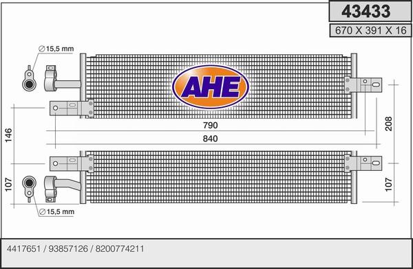 AHE 43433 - Конденсатор, кондиціонер avtolavka.club