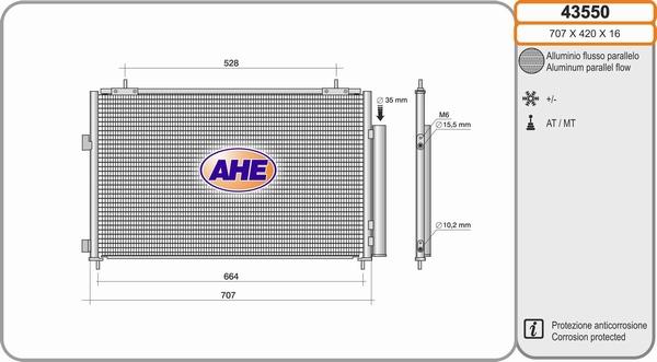 AHE 43550 - Конденсатор, кондиціонер avtolavka.club