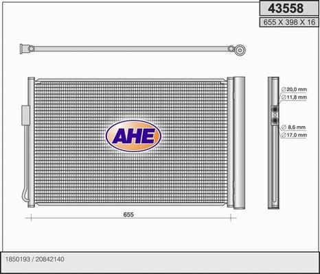 AHE 43558 - Конденсатор, кондиціонер avtolavka.club