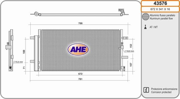 AHE 43576 - Конденсатор, кондиціонер avtolavka.club