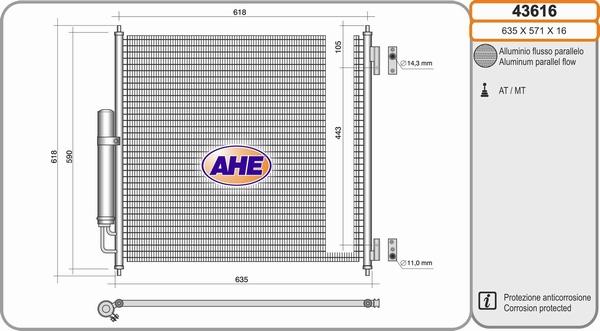 AHE 43616 - Конденсатор, кондиціонер avtolavka.club