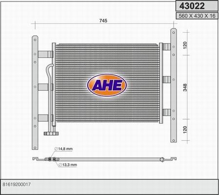 AHE 43022 - Конденсатор, кондиціонер avtolavka.club