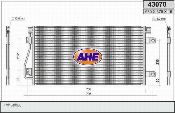 AHE 43070 - Конденсатор, кондиціонер avtolavka.club