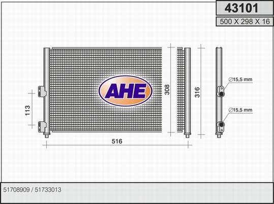 AHE 43101 - Конденсатор, кондиціонер avtolavka.club