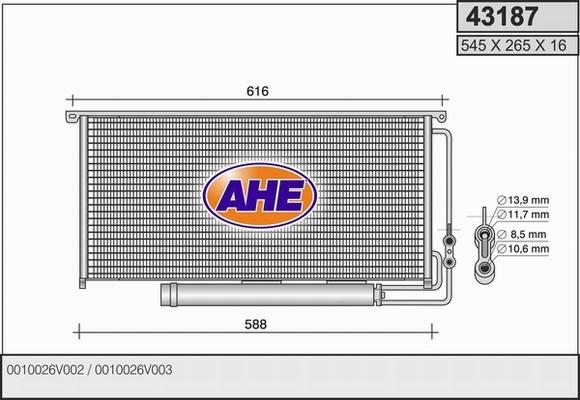 AHE 43187 - Конденсатор, кондиціонер avtolavka.club