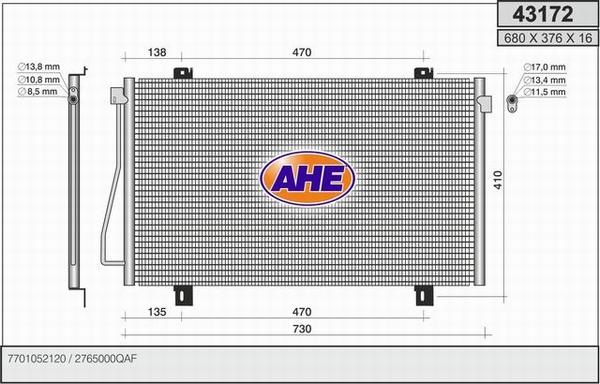 AHE 43172 - Конденсатор, кондиціонер avtolavka.club